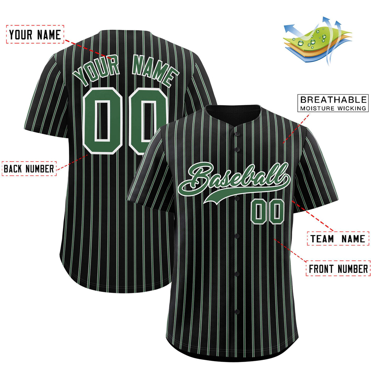 Custom Black White Tricolor Stripe Fashion Authentic Baseball Jersey