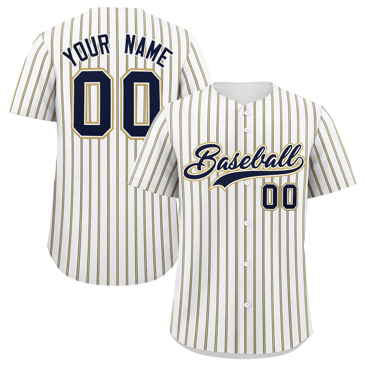 Custom White Navy Tricolor Stripe Fashion Authentic Baseball Jersey