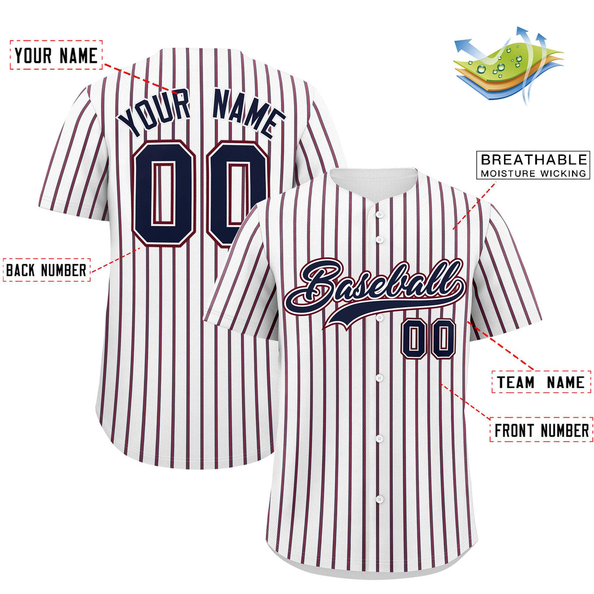 Custom White Navy Tricolor Stripe Fashion Authentic Baseball Jersey