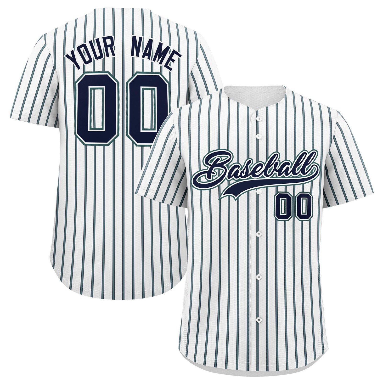 Custom White Navy Tricolor Stripe Fashion Authentic Baseball Jersey