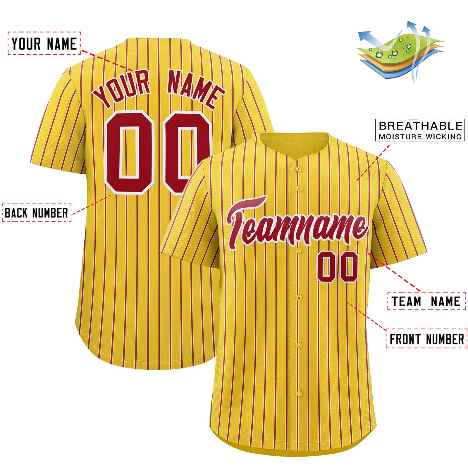 Custom Gold White Tricolor Stripe Fashion Authentic Baseball Jersey