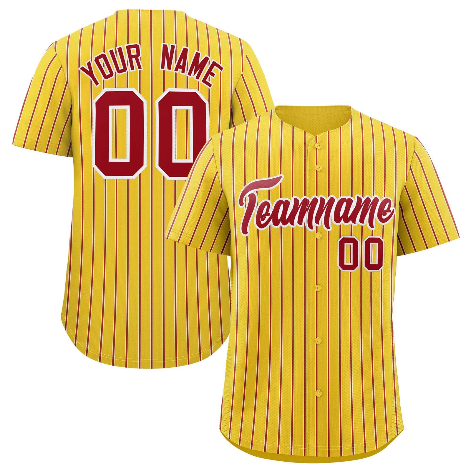 Custom Gold White Tricolor Stripe Fashion Authentic Baseball Jersey