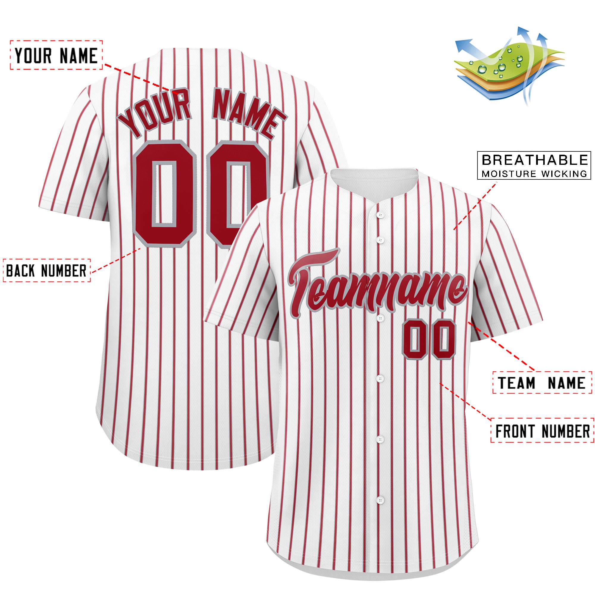 Custom White Gray Tricolor Stripe Fashion Authentic Baseball Jersey