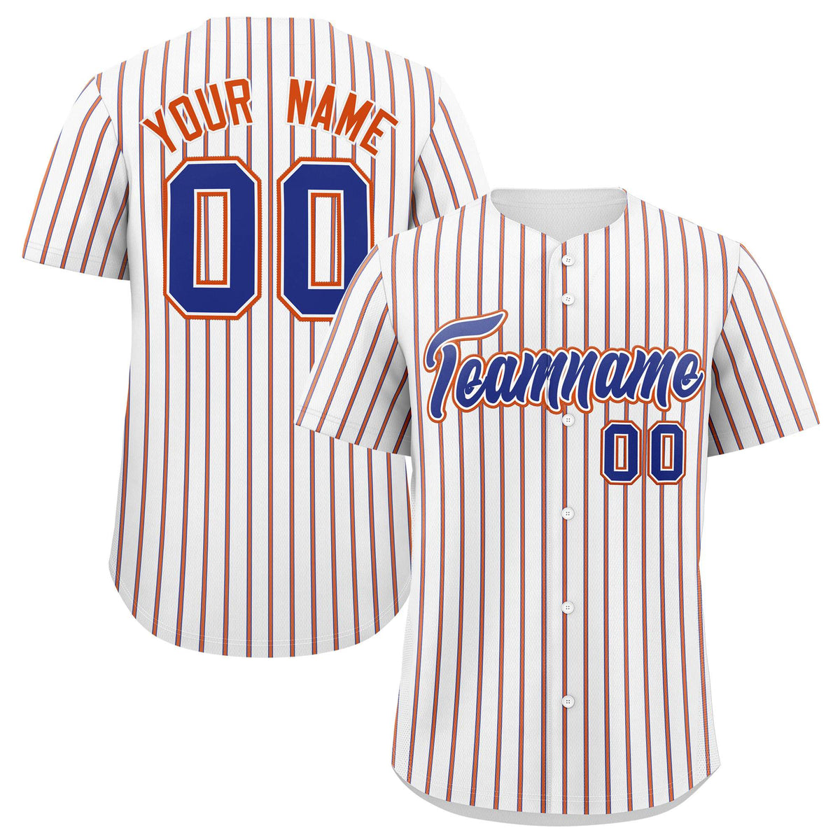 Custom White Royal Tricolor Stripe Fashion Authentic Baseball Jersey
