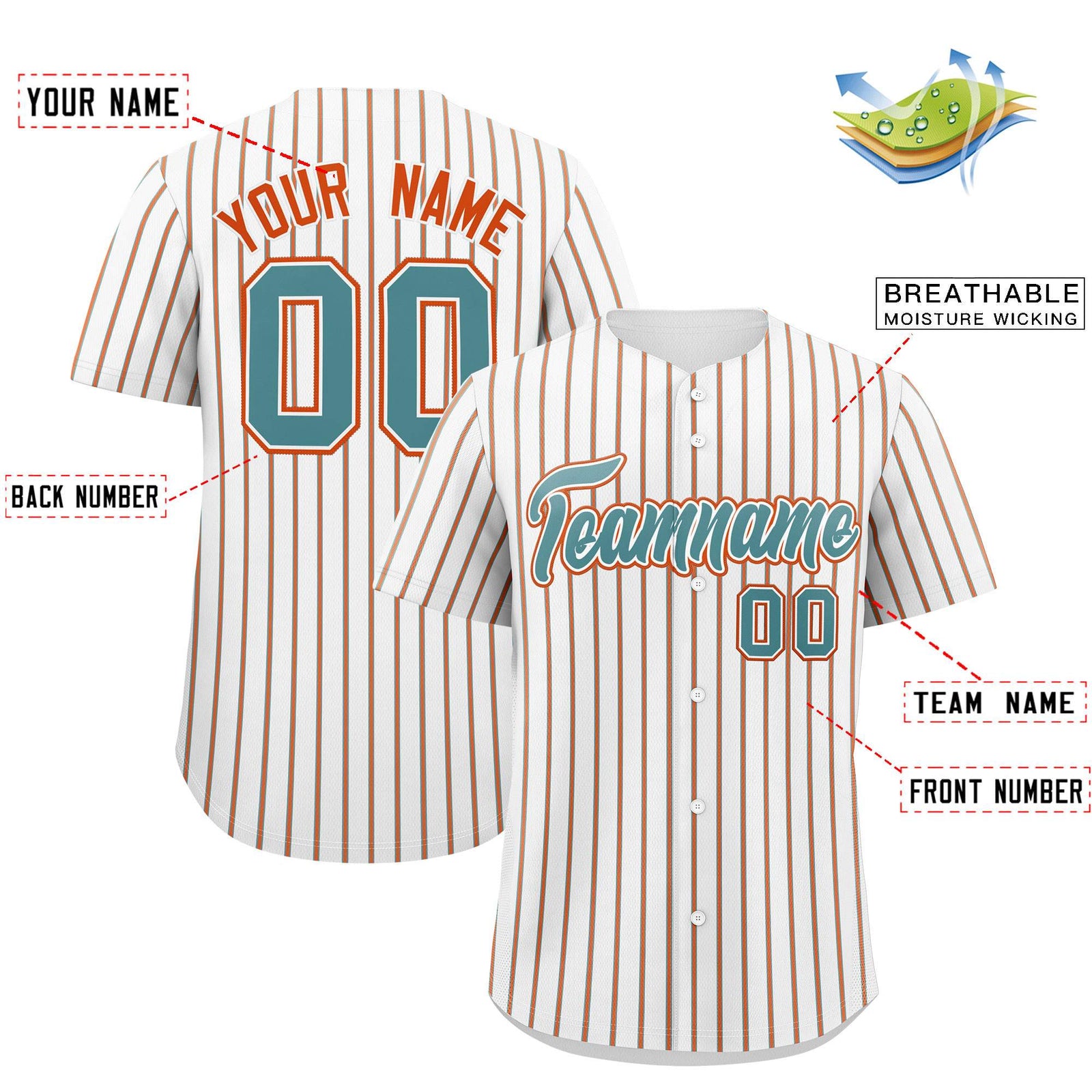 Custom White Aqua Tricolor Stripe Fashion Authentic Baseball Jersey