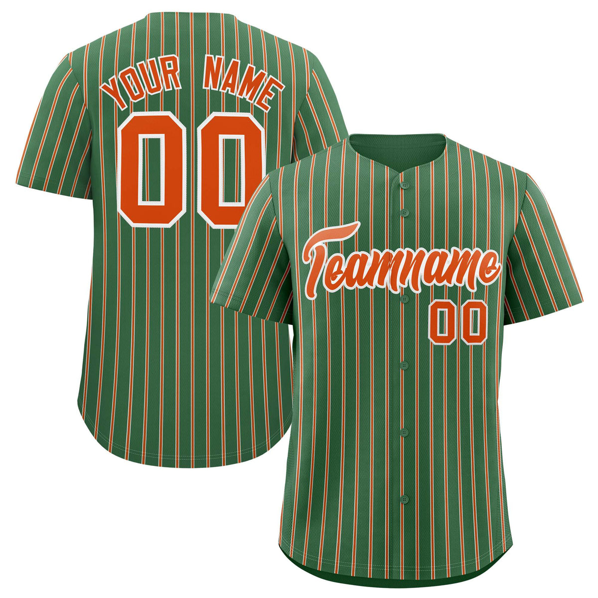 Custom Kelly Green White Tricolor Stripe Fashion Authentic Baseball Jersey