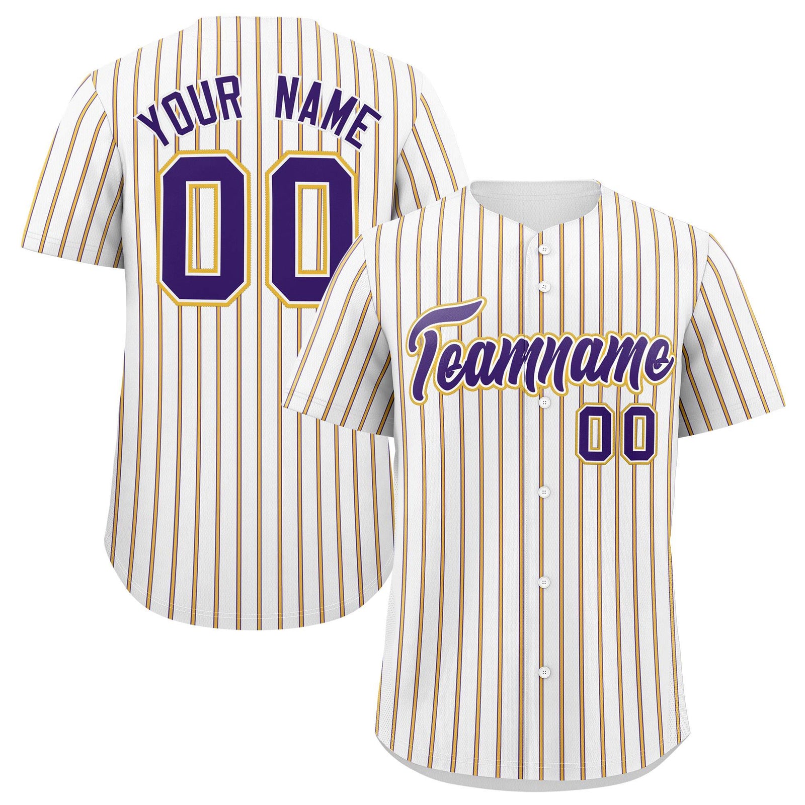 Custom White Purple Tricolor Stripe Fashion Authentic Baseball Jersey
