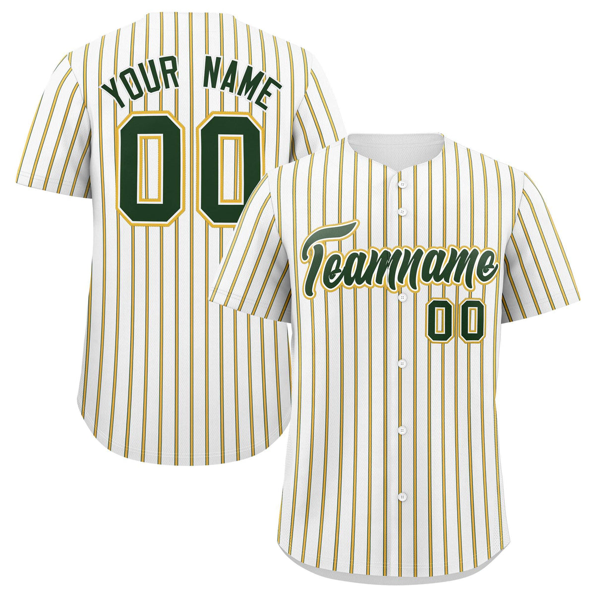 Custom White Green Tricolor Stripe Fashion Authentic Baseball Jersey