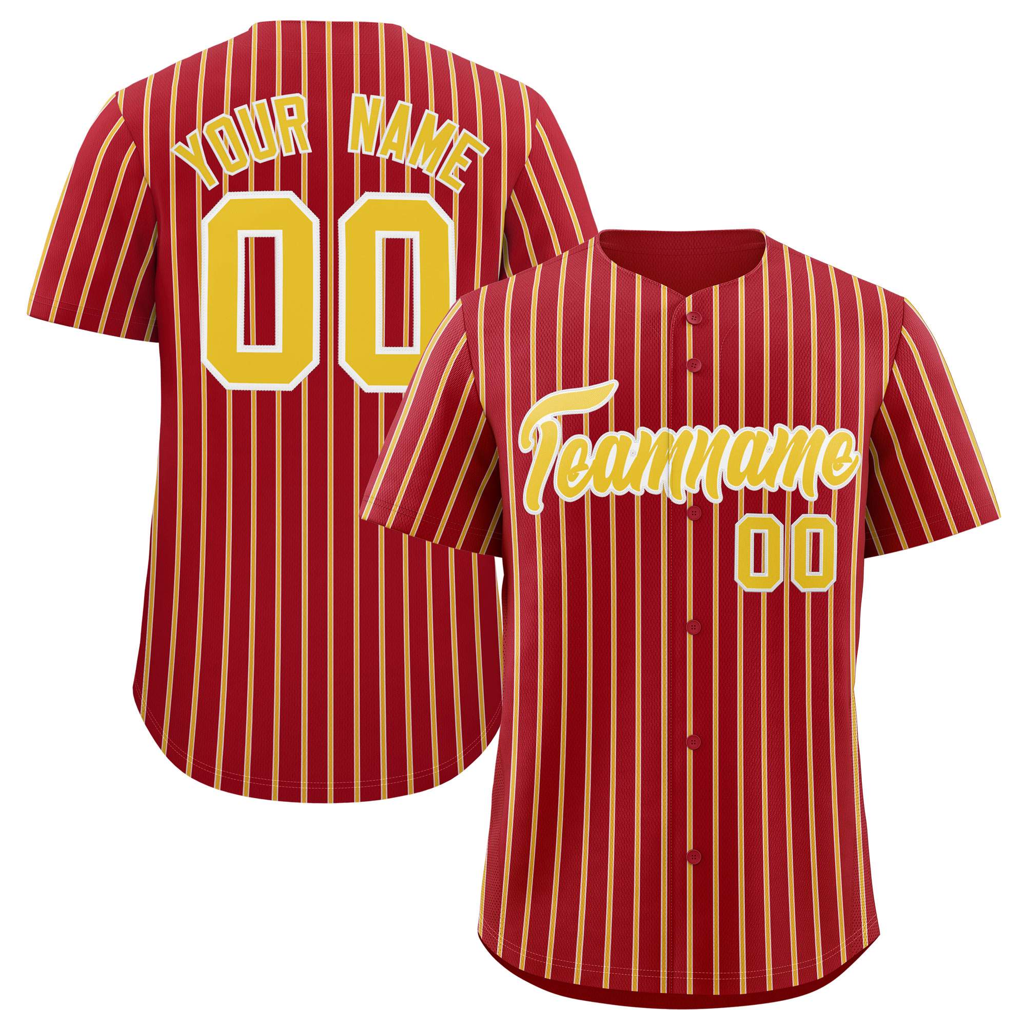 Custom Red White Tricolor Stripe Fashion Authentic Baseball Jersey