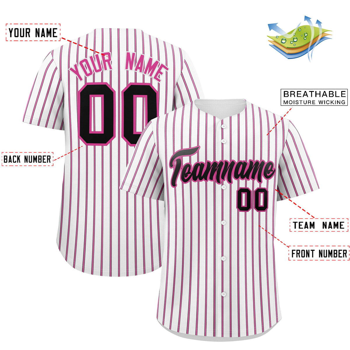 Custom White Black Tricolor Stripe Fashion Authentic Baseball Jersey