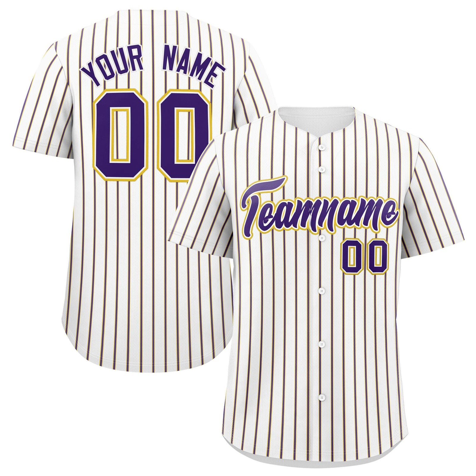 Custom White Gold Tricolor Stripe Fashion Authentic Baseball Jersey