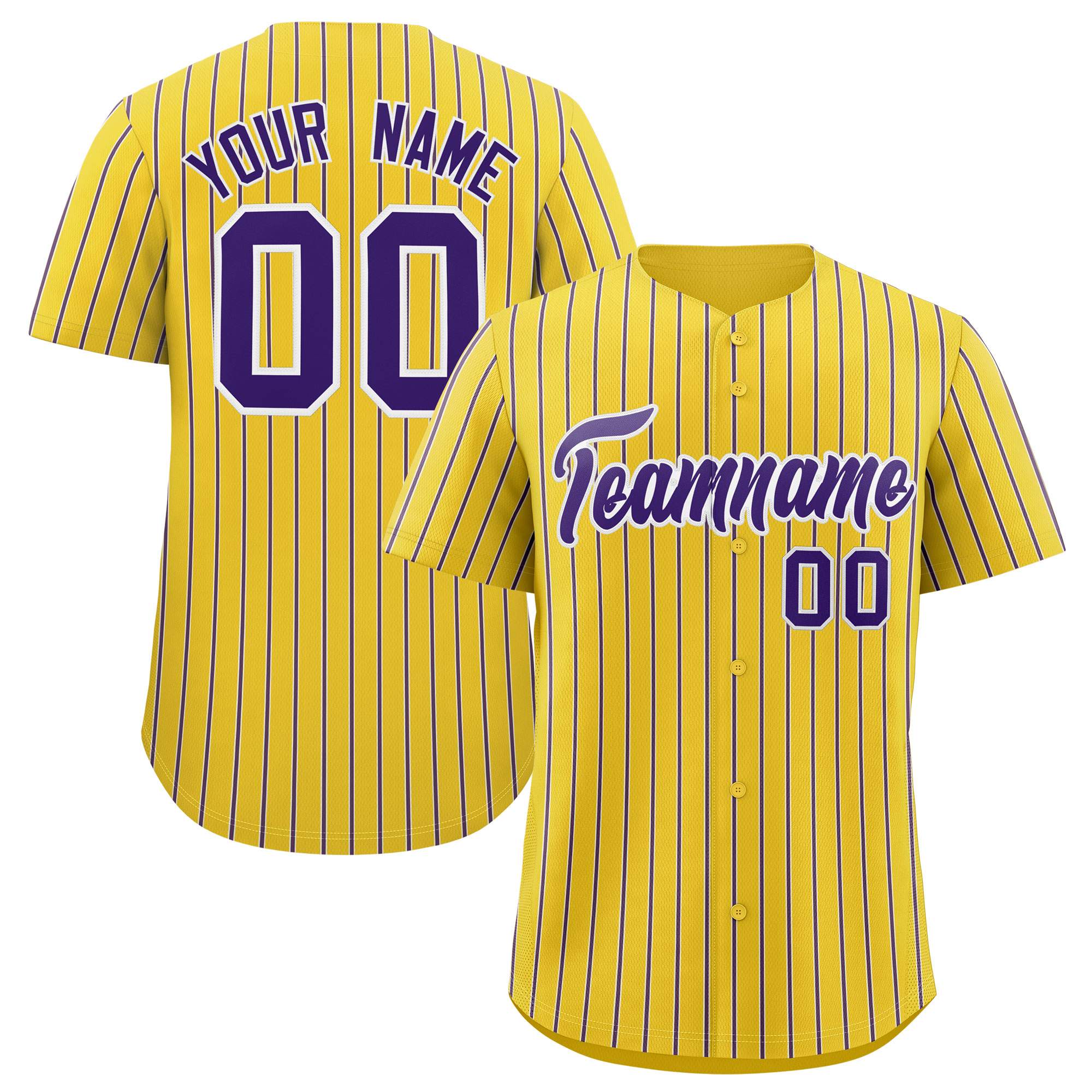 Custom Gold White Tricolor Stripe Fashion Authentic Baseball Jersey