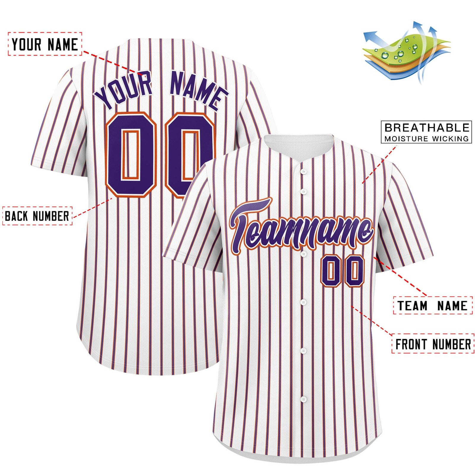 Custom White Orange Tricolor Stripe Fashion Authentic Baseball Jersey