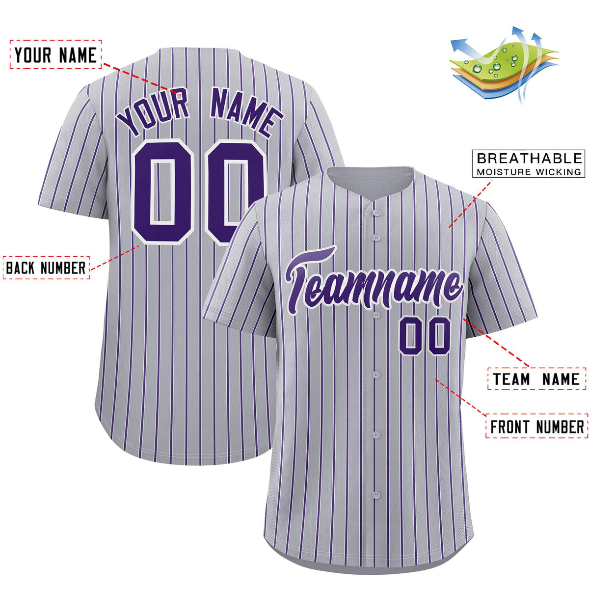 Custom Gray White Tricolor Stripe Fashion Authentic Baseball Jersey