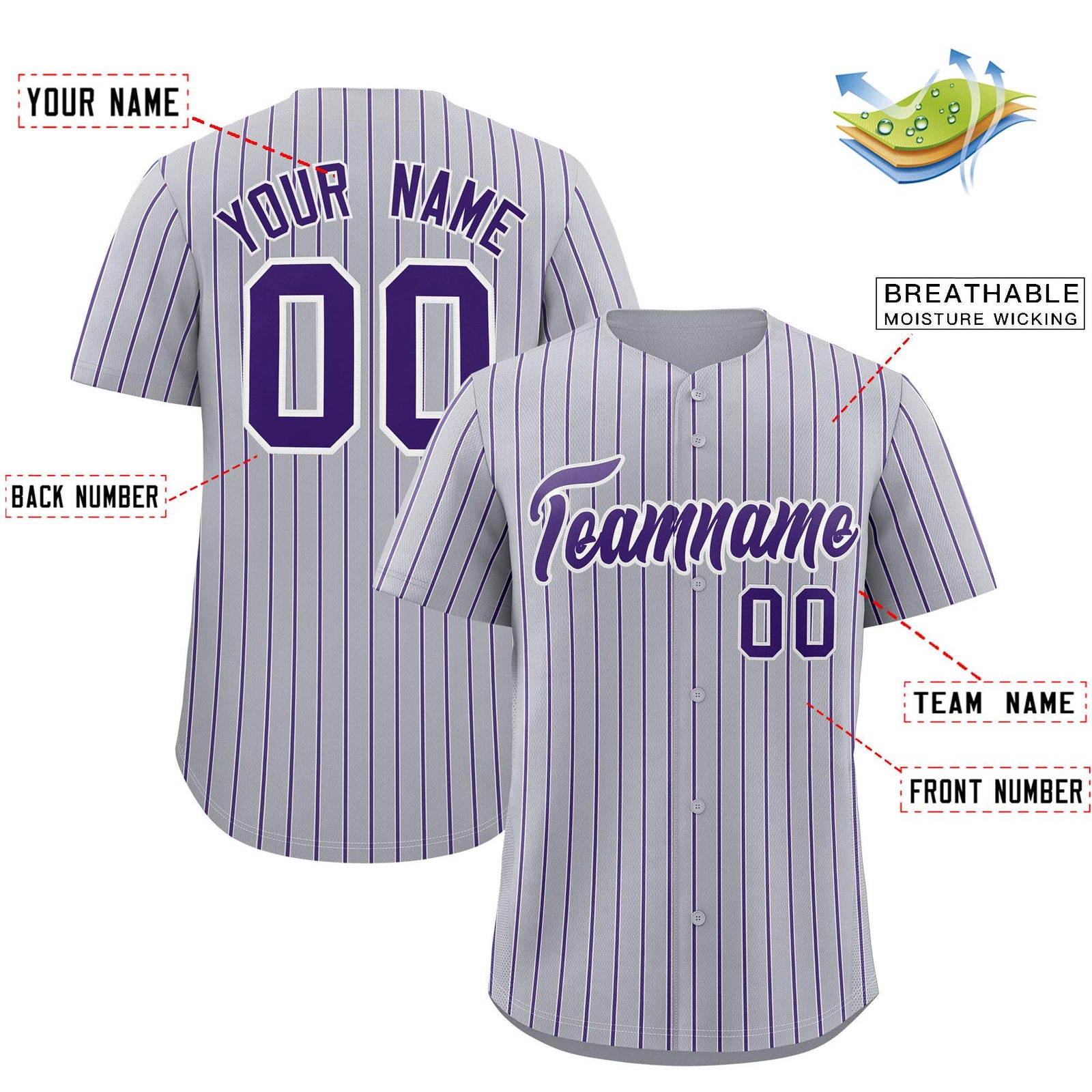 Custom Gray White Tricolor Stripe Fashion Authentic Baseball Jersey