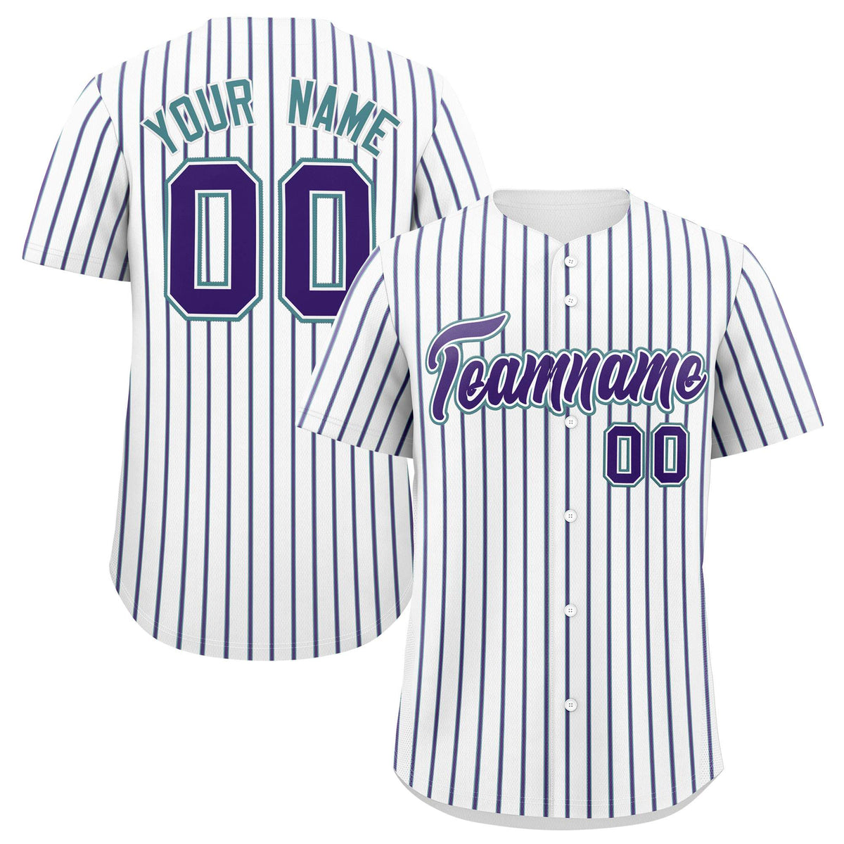Custom White Aqua Tricolor Stripe Fashion Authentic Baseball Jersey