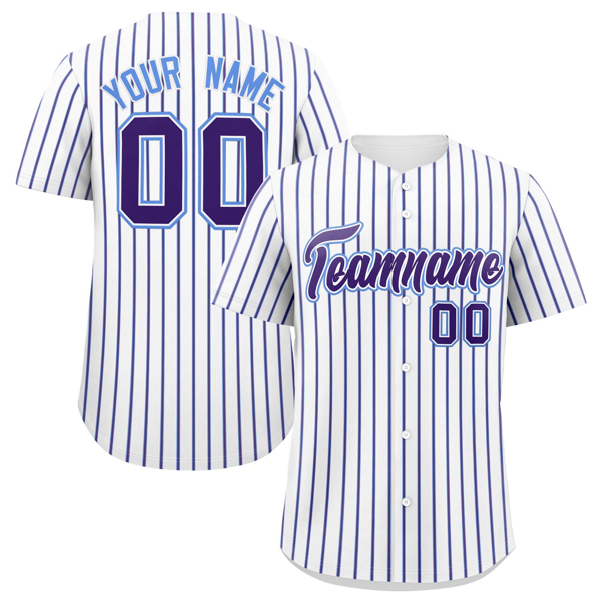 Custom White Powder Blue Tricolor Stripe Fashion Authentic Baseball Jersey