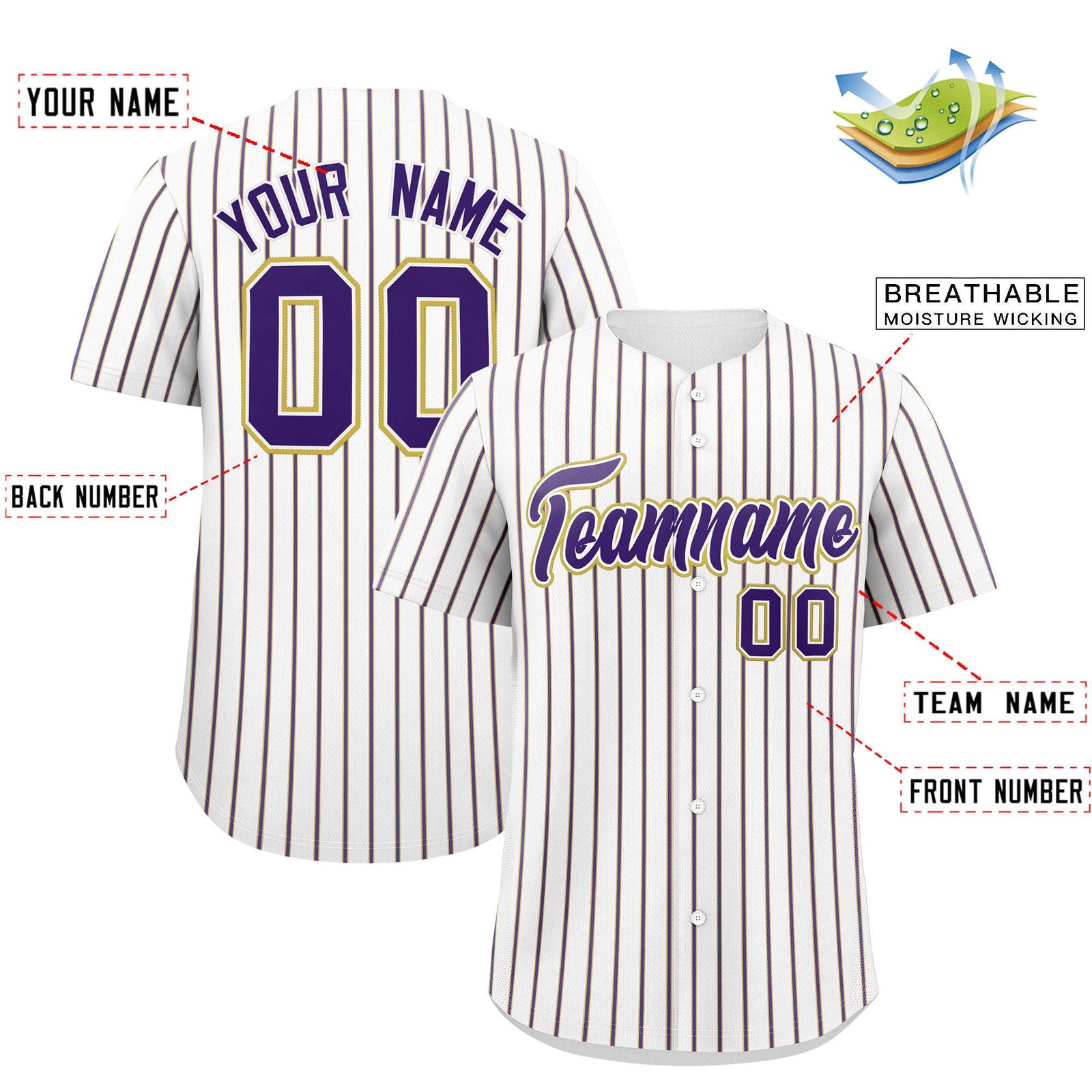 Custom White Old Gold Tricolor Stripe Fashion Authentic Baseball Jersey