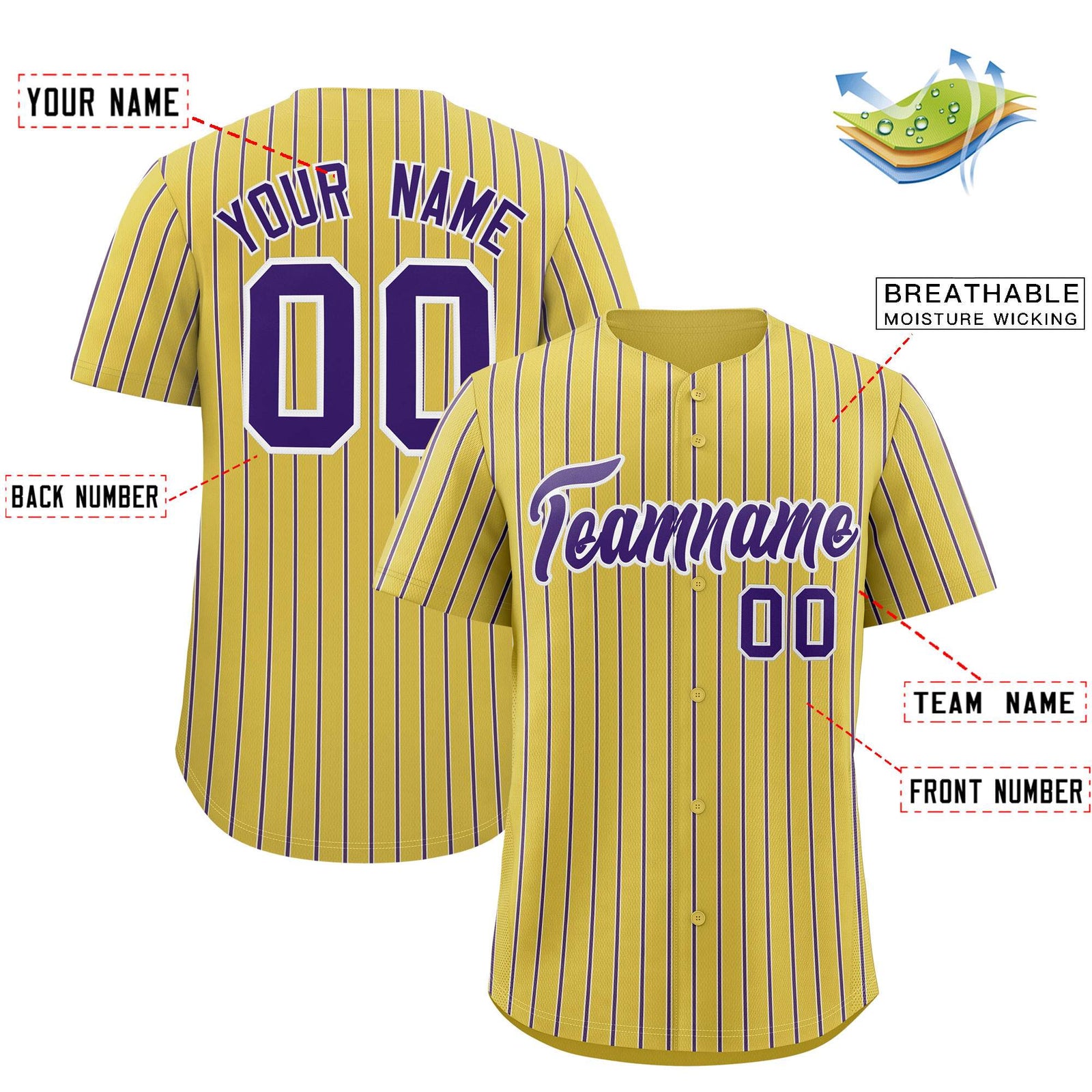 Custom Old Gold White Tricolor Stripe Fashion Authentic Baseball Jersey