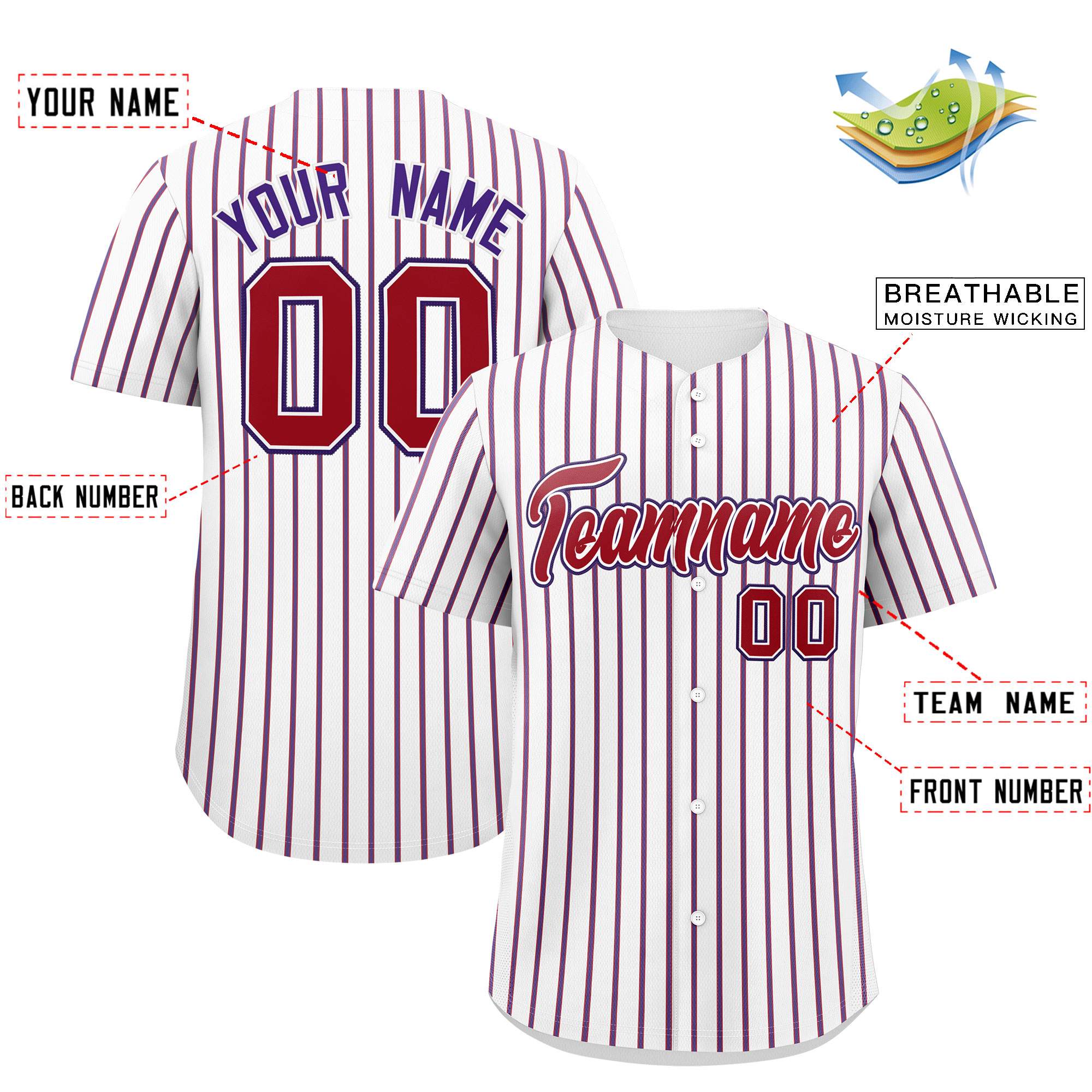 Custom White Red Tricolor Stripe Fashion Authentic Baseball Jersey
