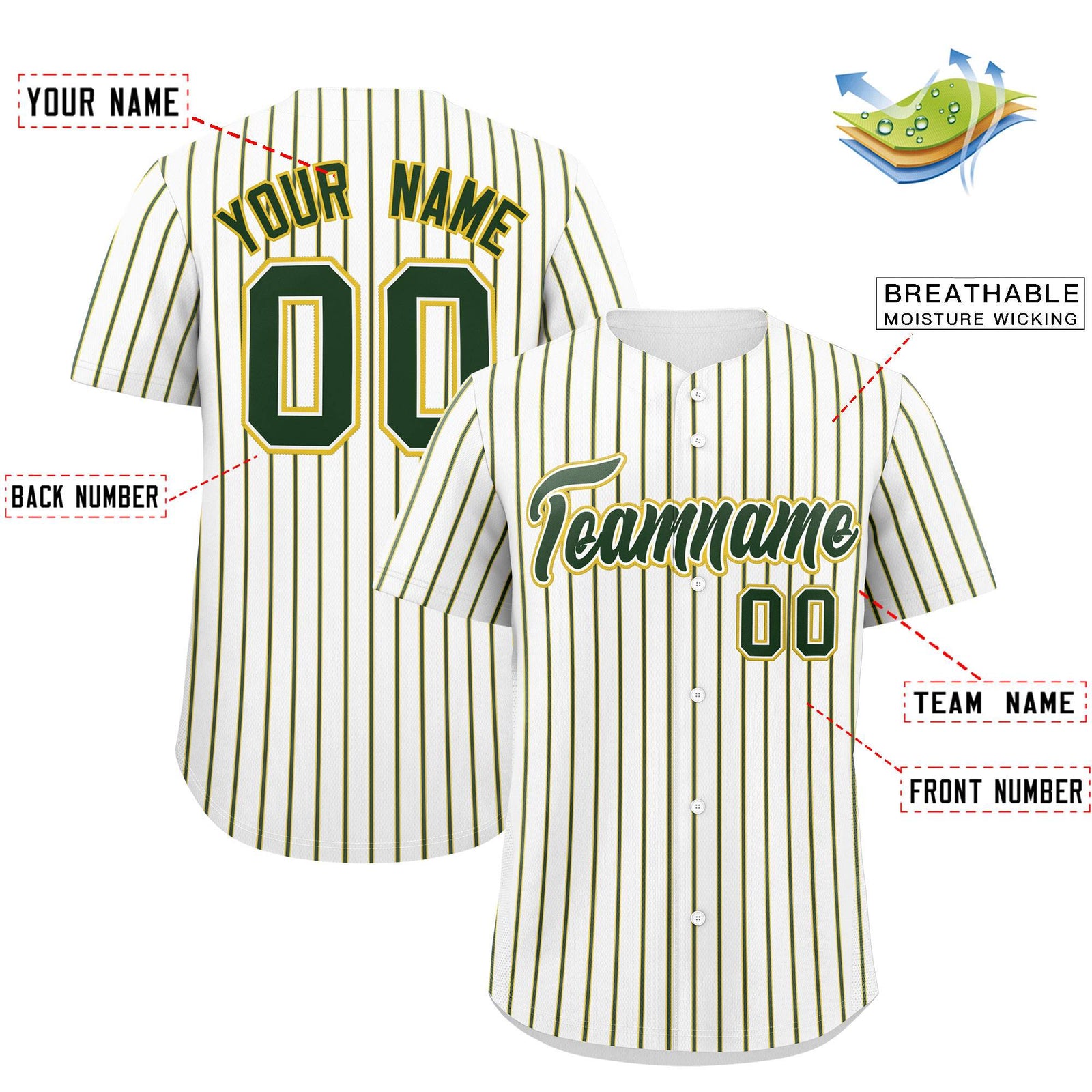 Custom White Gold Tricolor Stripe Fashion Authentic Baseball Jersey