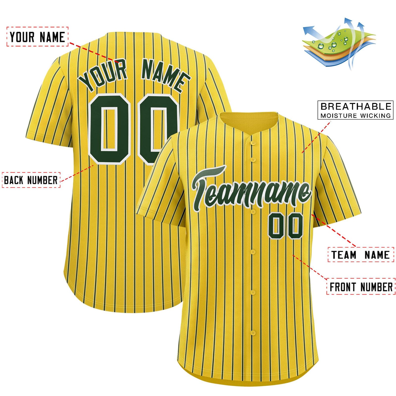 Custom Gold White Tricolor Stripe Fashion Authentic Baseball Jersey