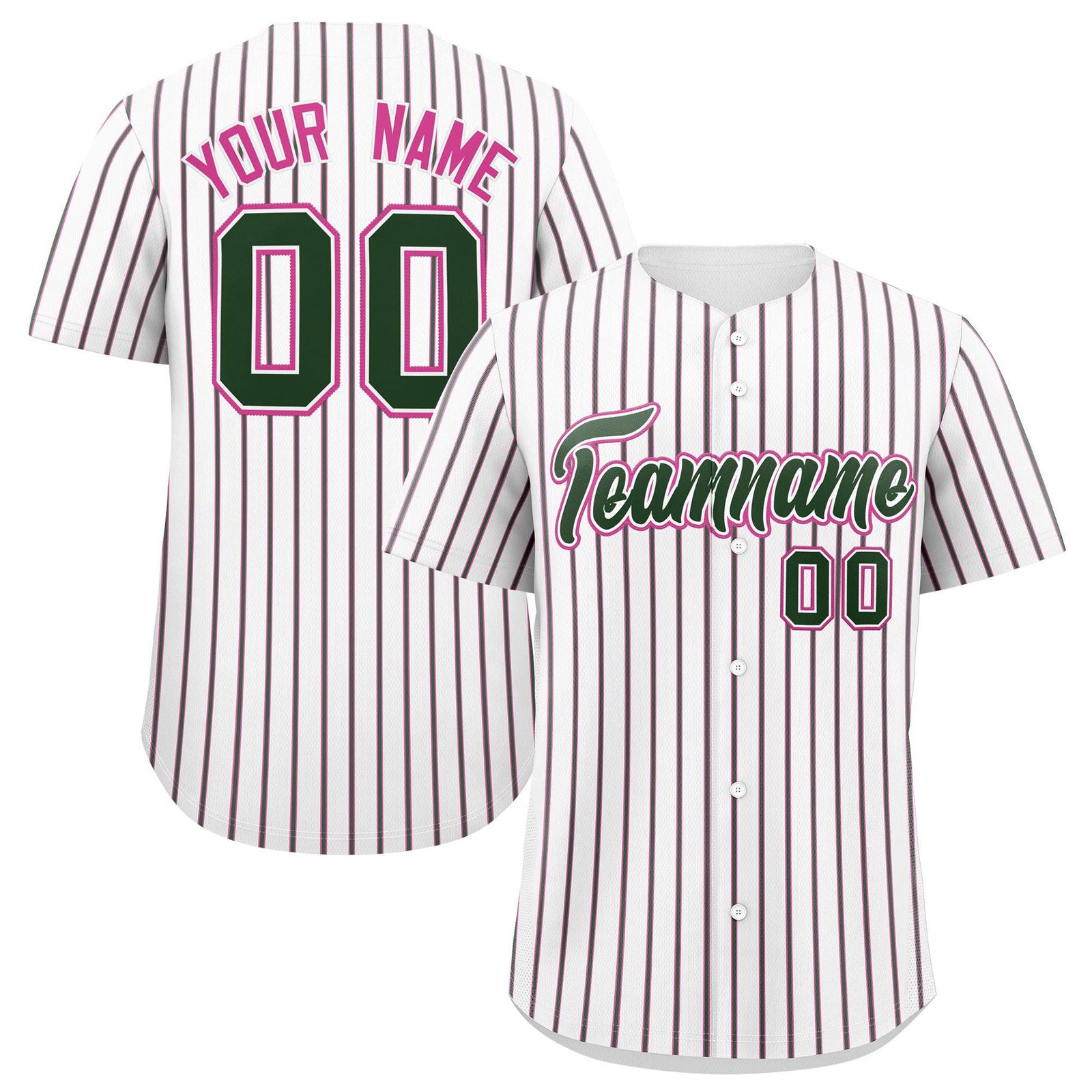 Custom White Pink Tricolor Stripe Fashion Authentic Baseball Jersey