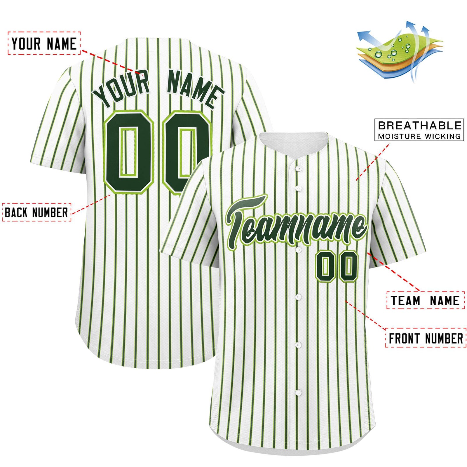 Custom White Neon Green Tricolor Stripe Fashion Authentic Baseball Jersey