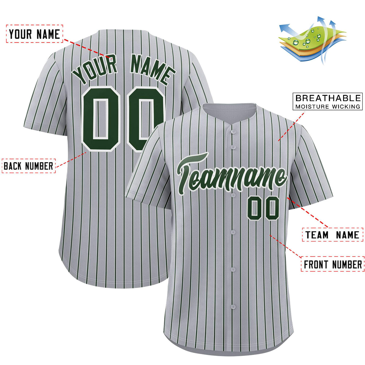 Custom Gray White Tricolor Stripe Fashion Authentic Baseball Jersey