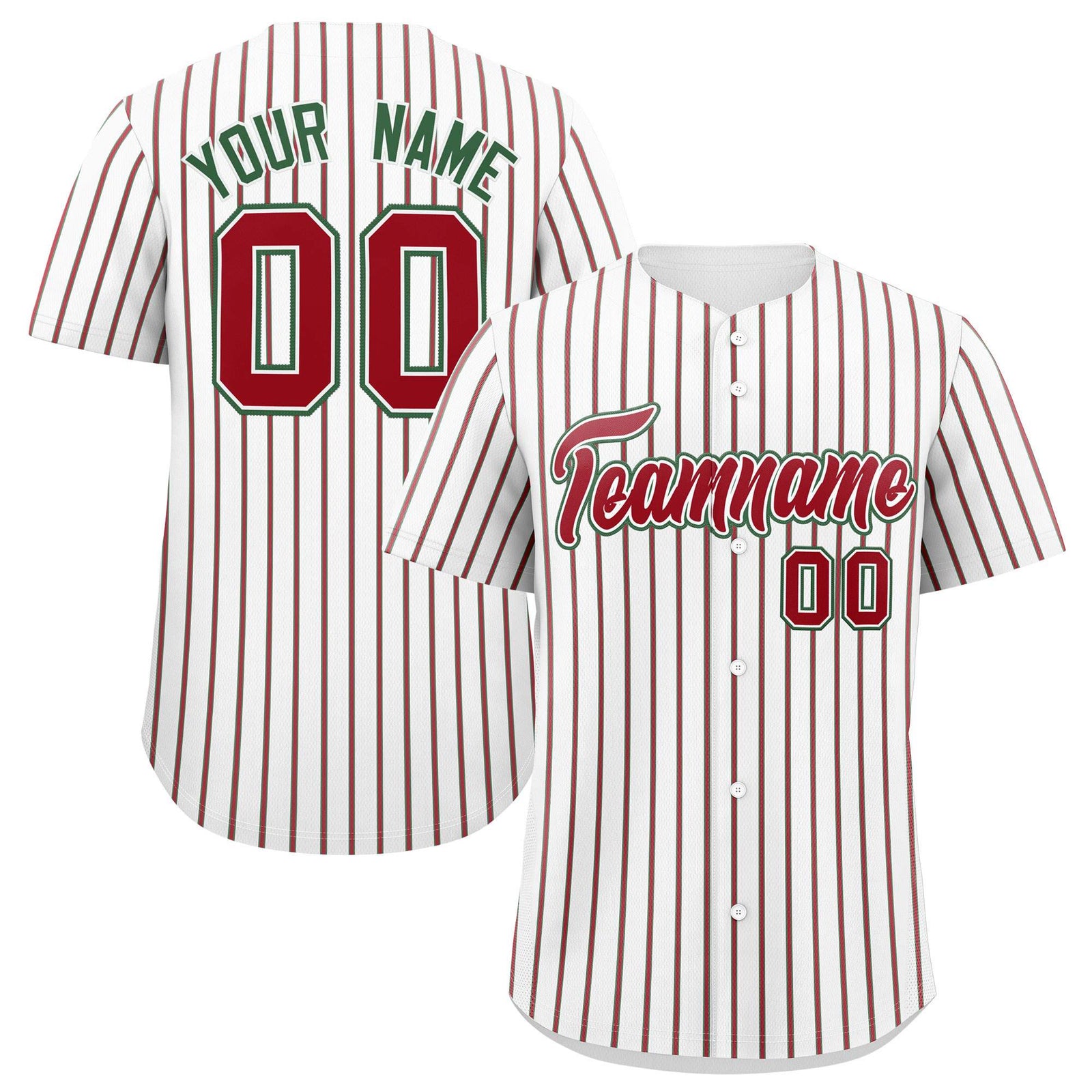 Custom White Kelly Green Tricolor Stripe Fashion Authentic Baseball Jersey