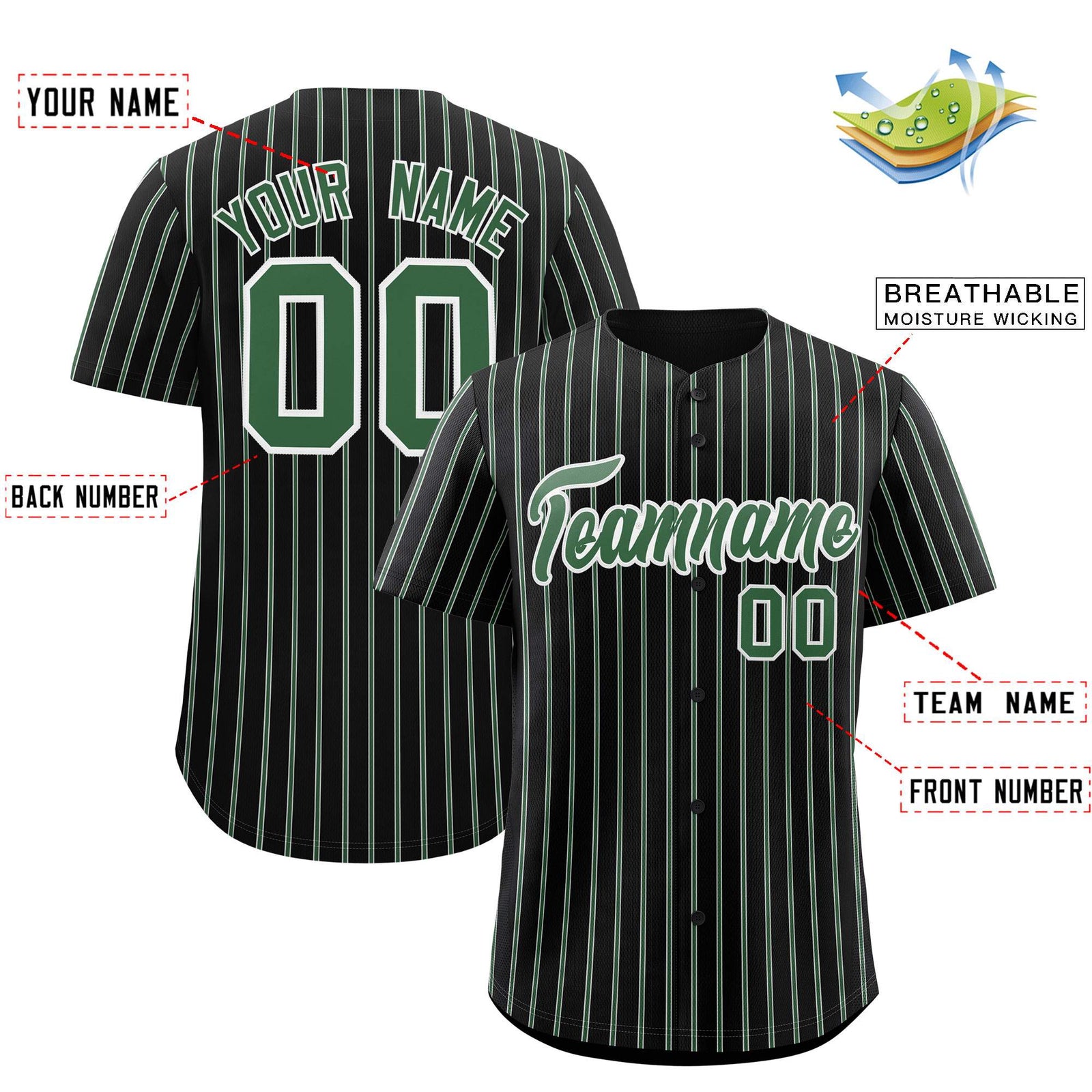Custom Black White Tricolor Stripe Fashion Authentic Baseball Jersey
