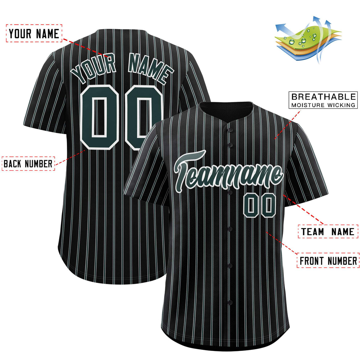 Custom Black White Tricolor Stripe Fashion Authentic Baseball Jersey