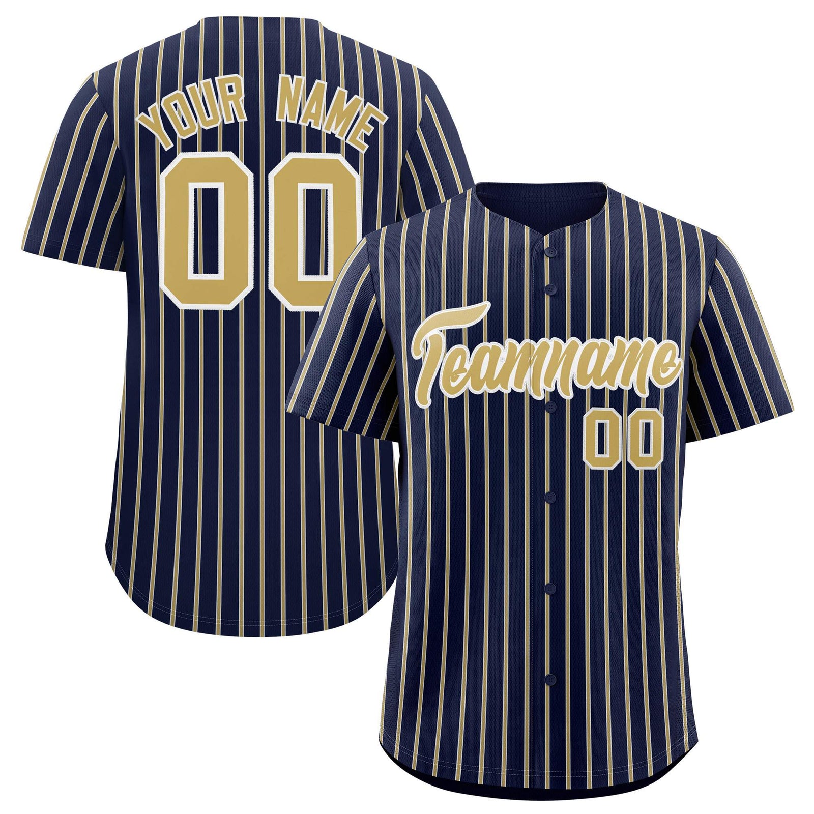 Custom Navy White Tricolor Stripe Fashion Authentic Baseball Jersey