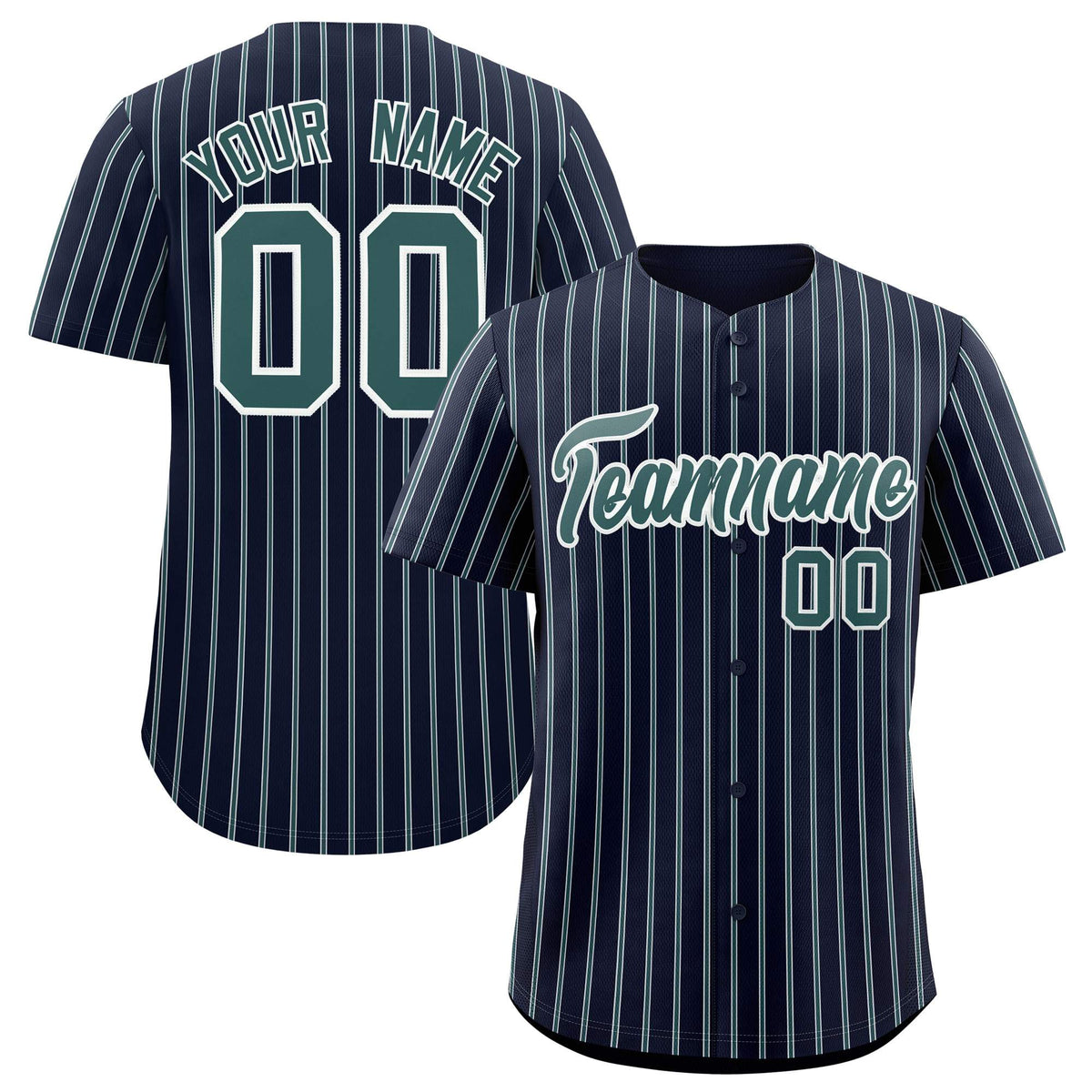Custom Navy White Tricolor Stripe Fashion Authentic Baseball Jersey