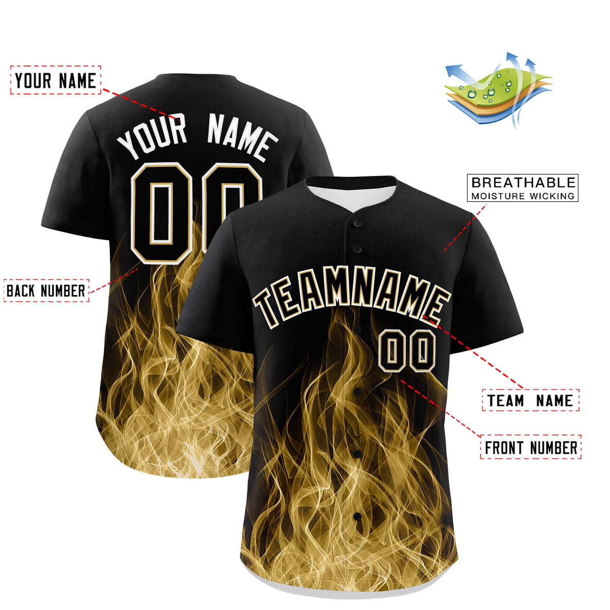 Custom Black Khaki White Flame Graffiti Pattern Personalization Baseball Jersey| KXKSHOP