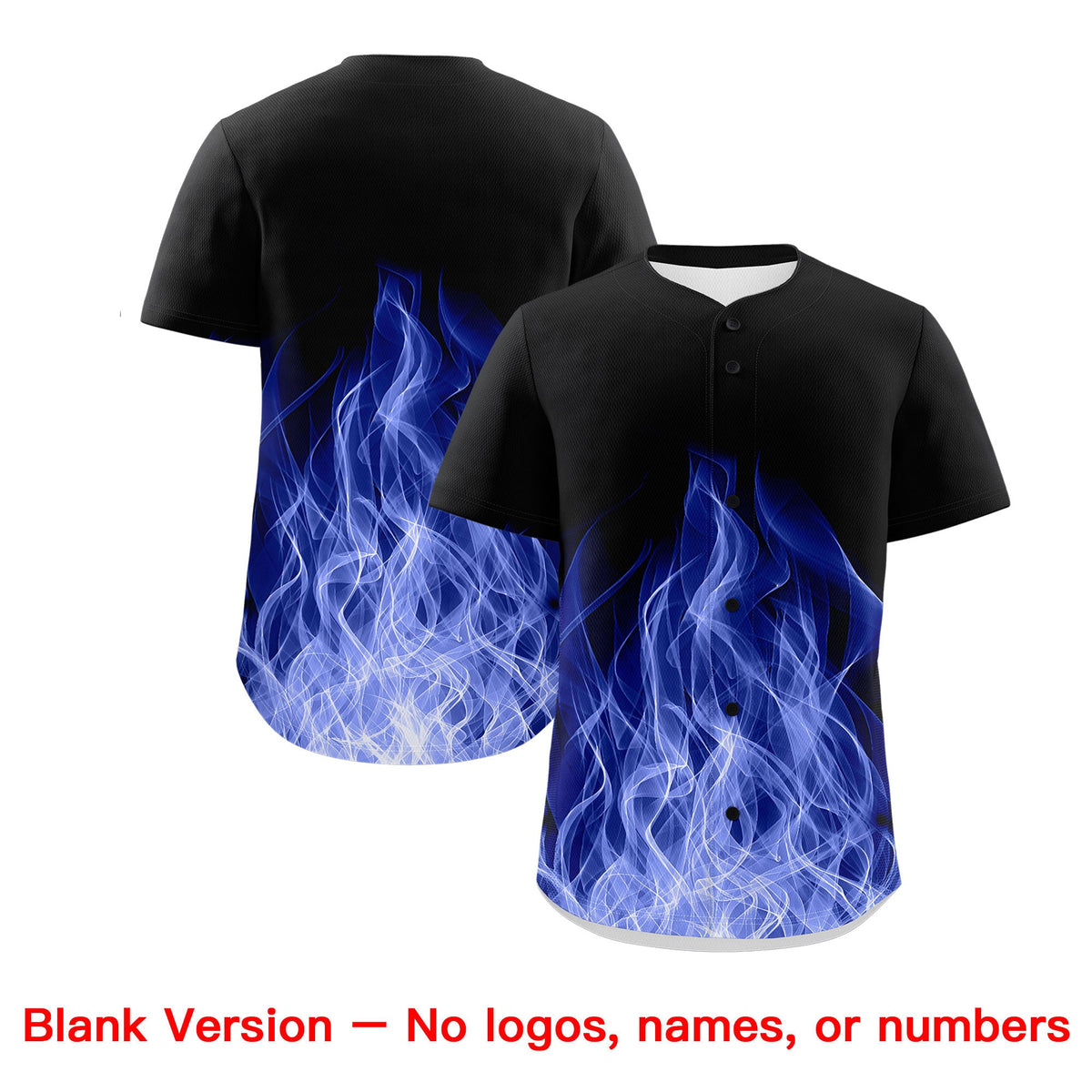 Custom Black Royal Blue White Flame Graffiti Pattern Personalization Baseball Jersey| KXKSHOP