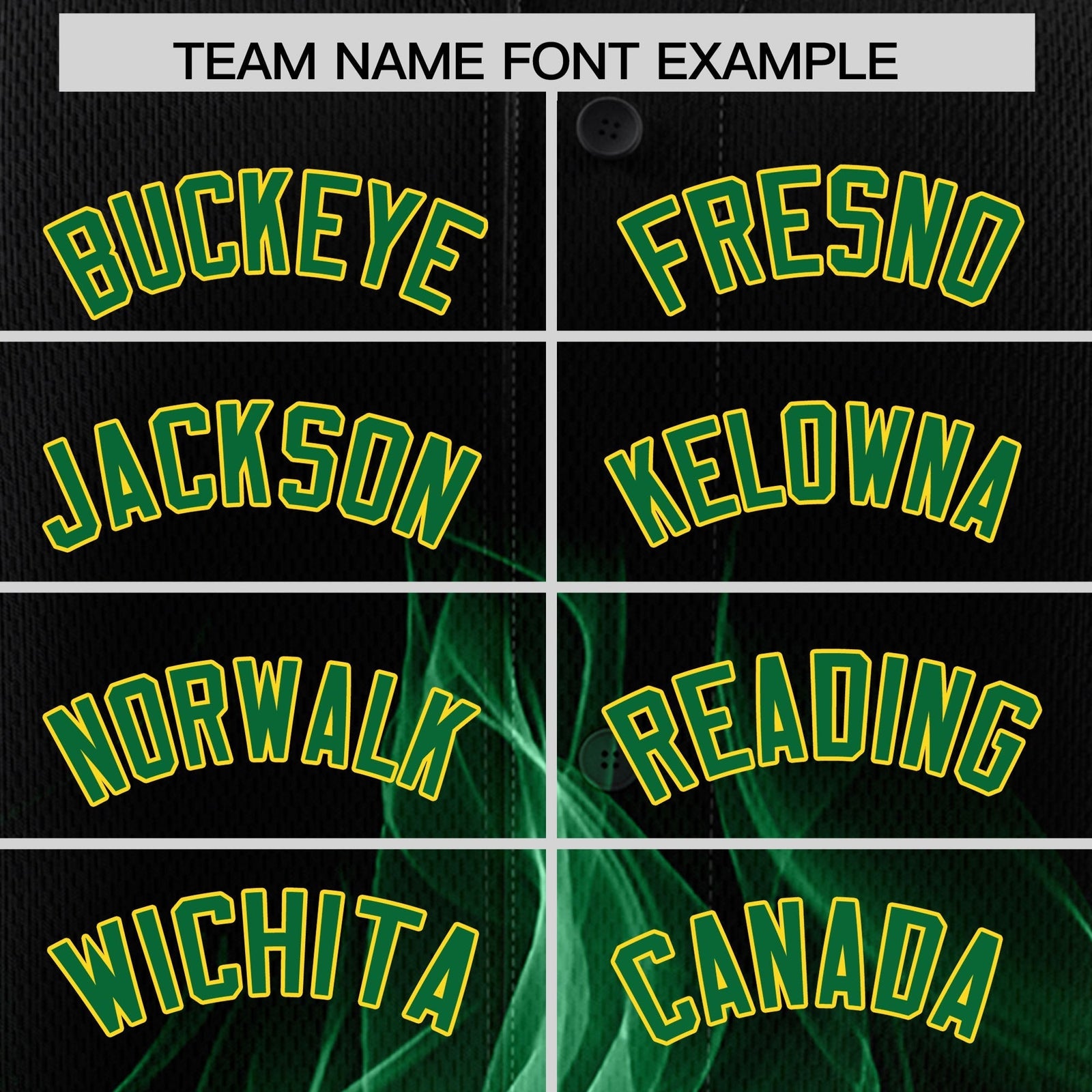 Custom Black Kelly Green Gold Flame Graffiti Pattern Personalization Baseball Jersey| KXKSHOP