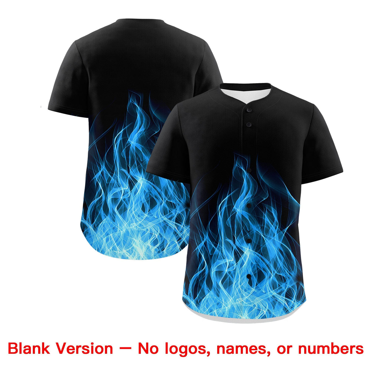 Custom Black Sky Blue White Flame Graffiti Pattern Personalization Baseball Jersey| KXKSHOP
