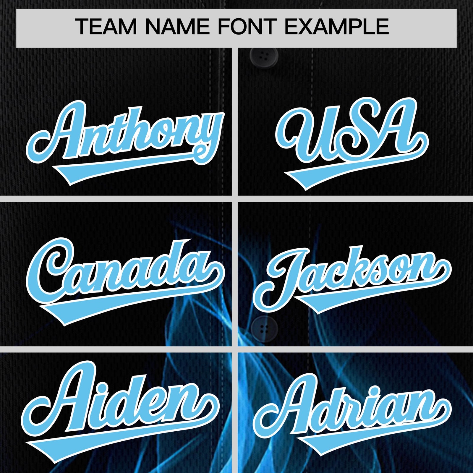 Custom Black Sky Blue White Flame Graffiti Pattern Personalization Baseball Jersey| KXKSHOP