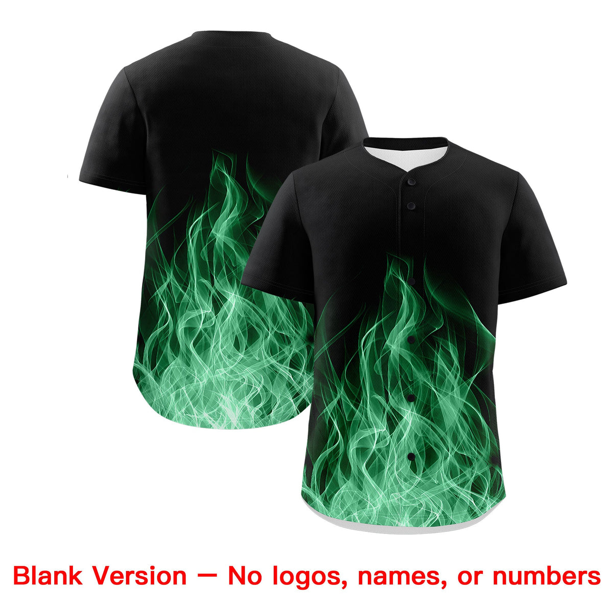 Custom Black Kelly Green Gold Flame Graffiti Pattern Personalization Baseball Jersey| KXKSHOP