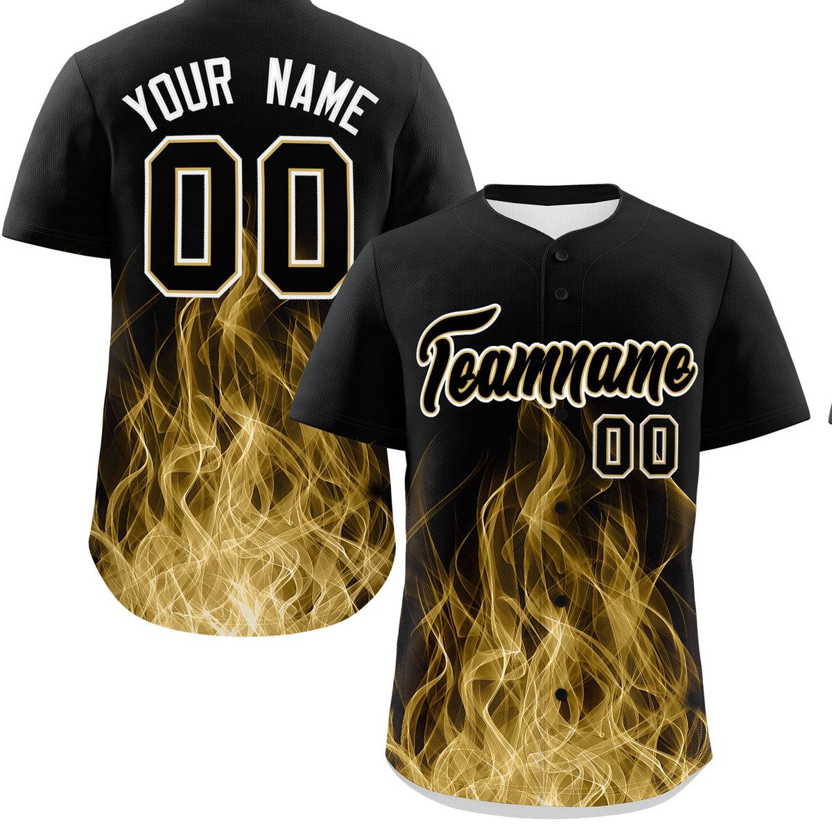 Custom Black Khaki White Flame Graffiti Pattern Personalization Baseball Jersey| KXKSHOP