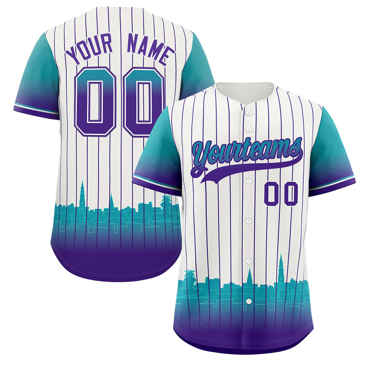 Custom White Charleston.SC City Silhouette Authentic Baseball Jersey