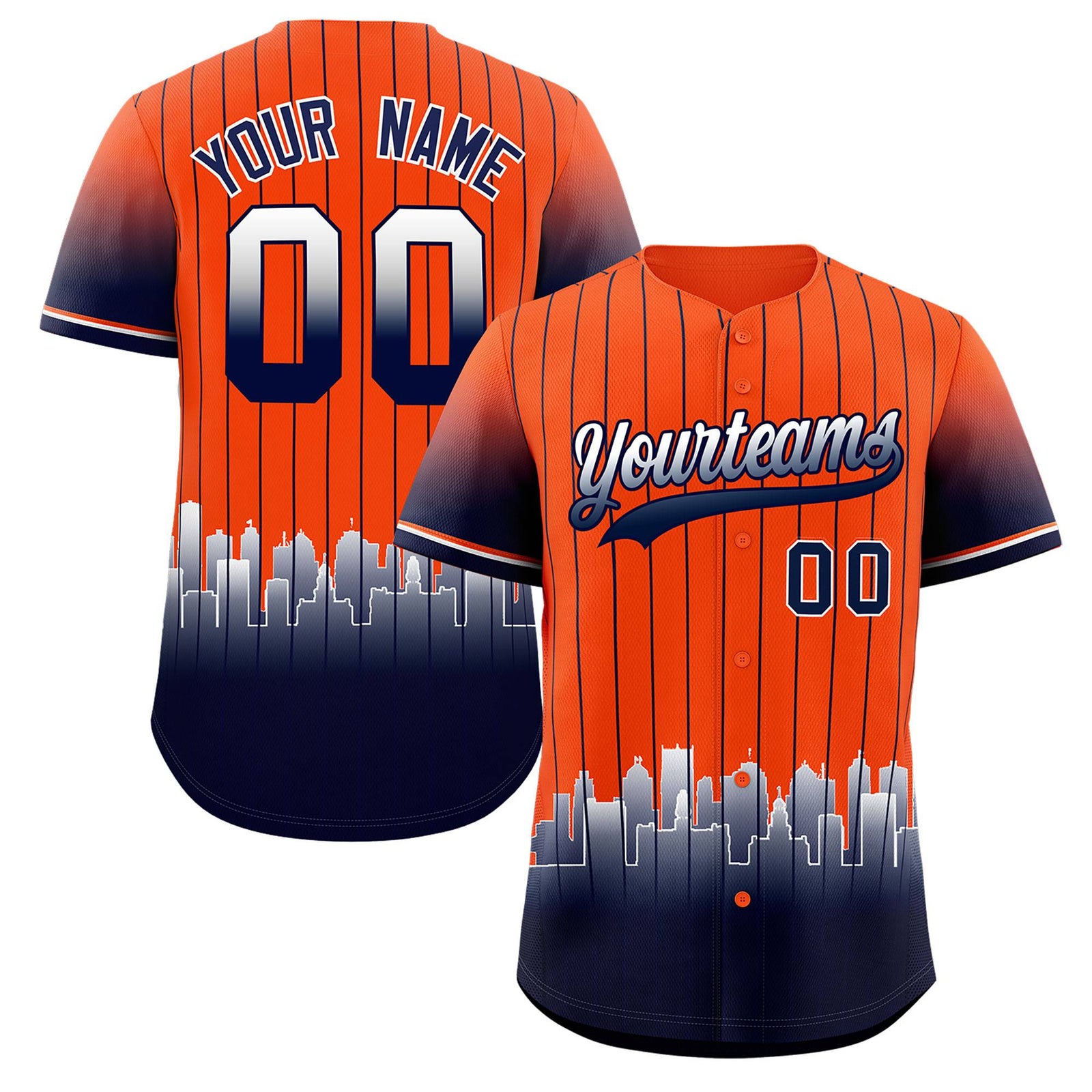 Custom Orange Detroit City Silhouette Authentic Baseball Jersey