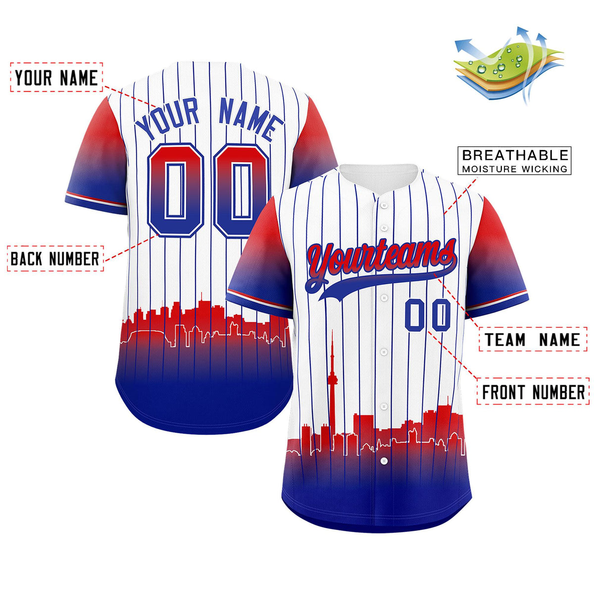 Custom White Toronto City Silhouette Authentic Baseball Jersey