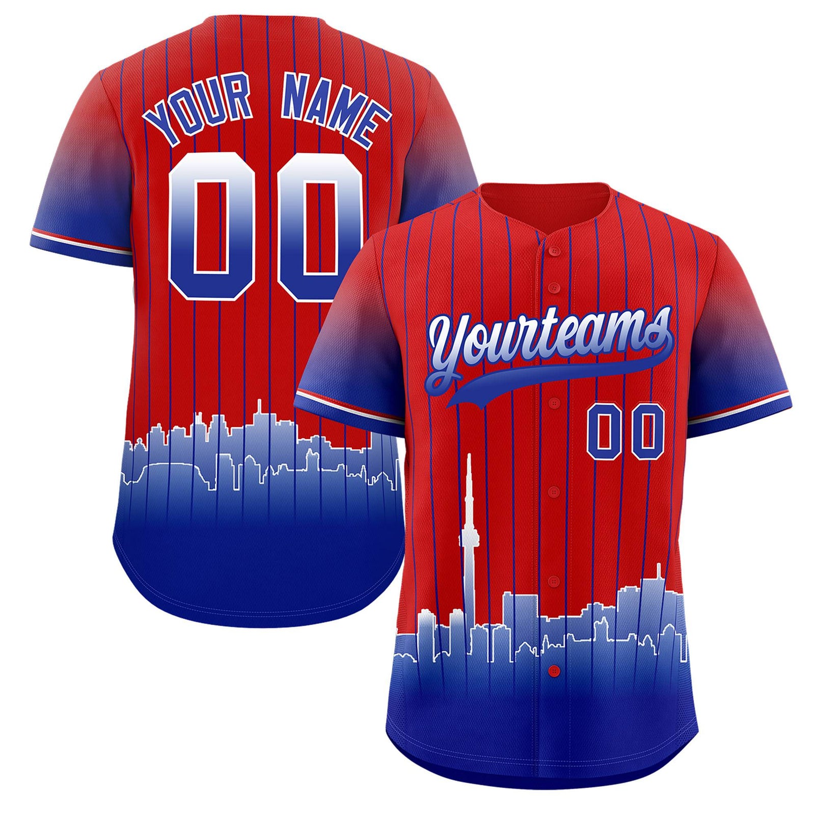 Custom Red Toronto City Silhouette Authentic Baseball Jersey