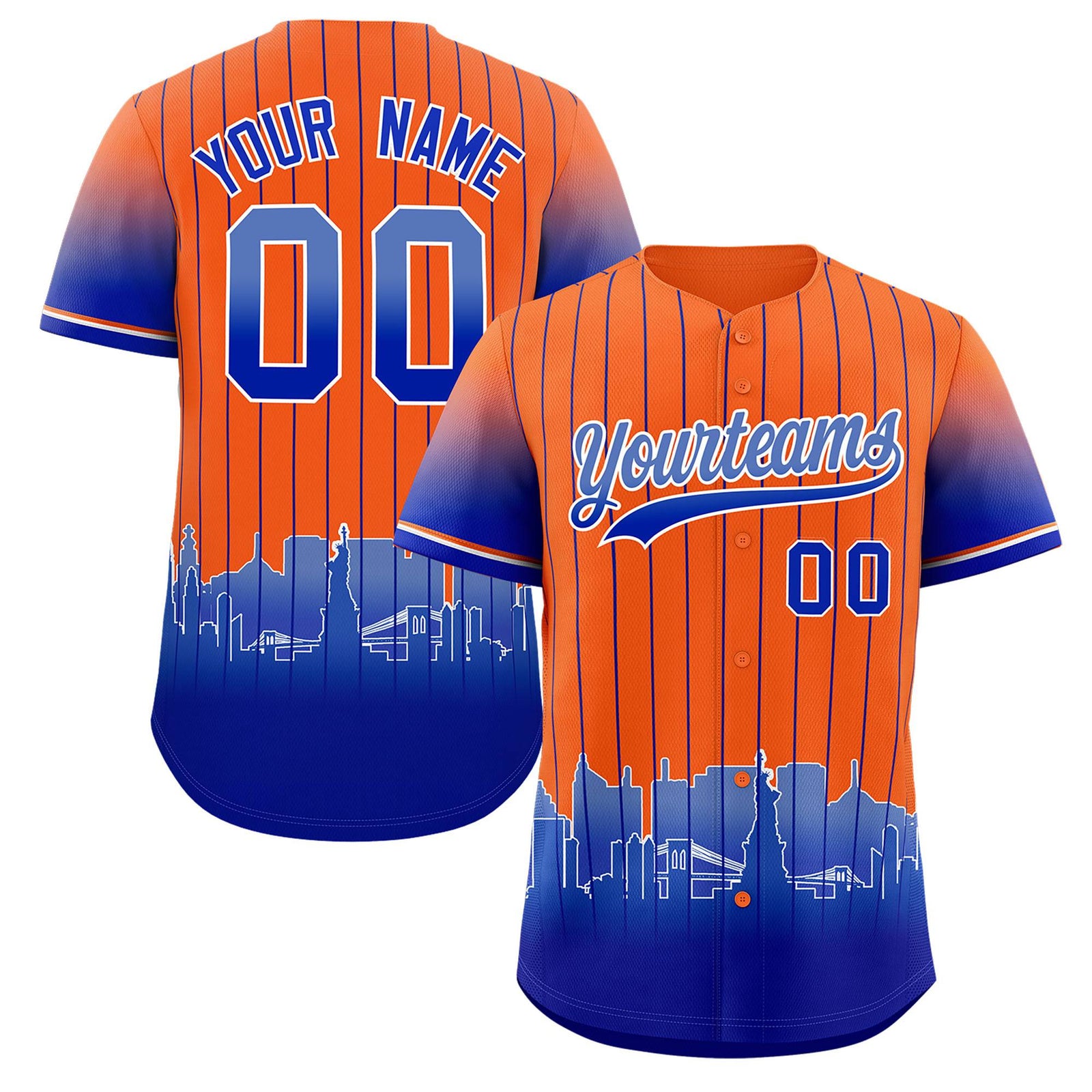 Custom Orange New York City Silhouette Authentic Baseball Jersey
