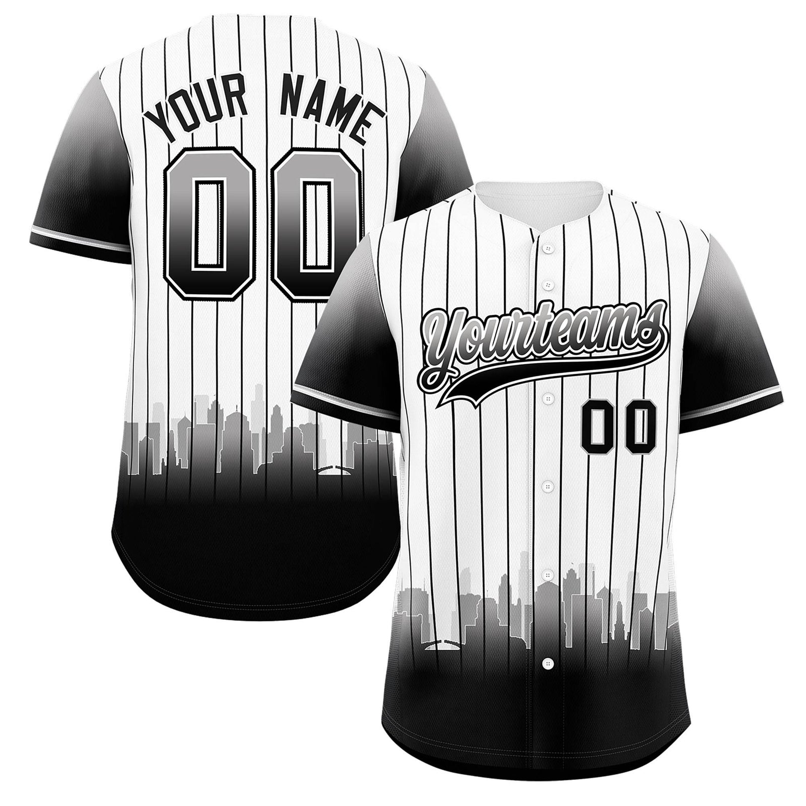 Custom White Chicago City Silhouette Authentic Baseball Jersey