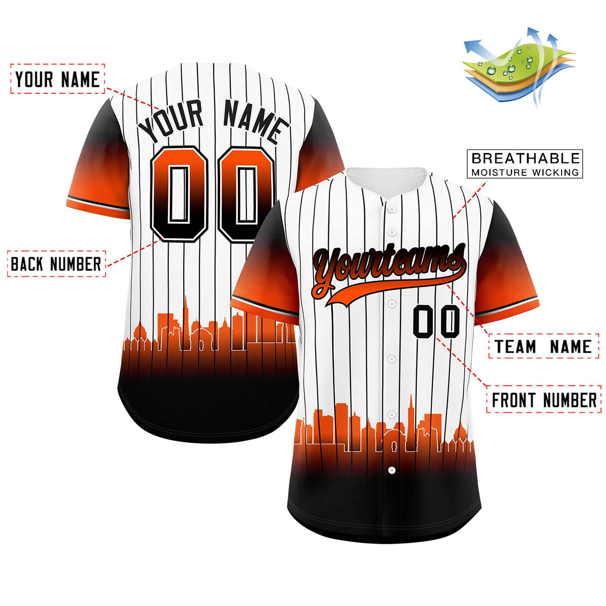 Custom White San-Francisco City Silhouette Authentic Baseball Jersey