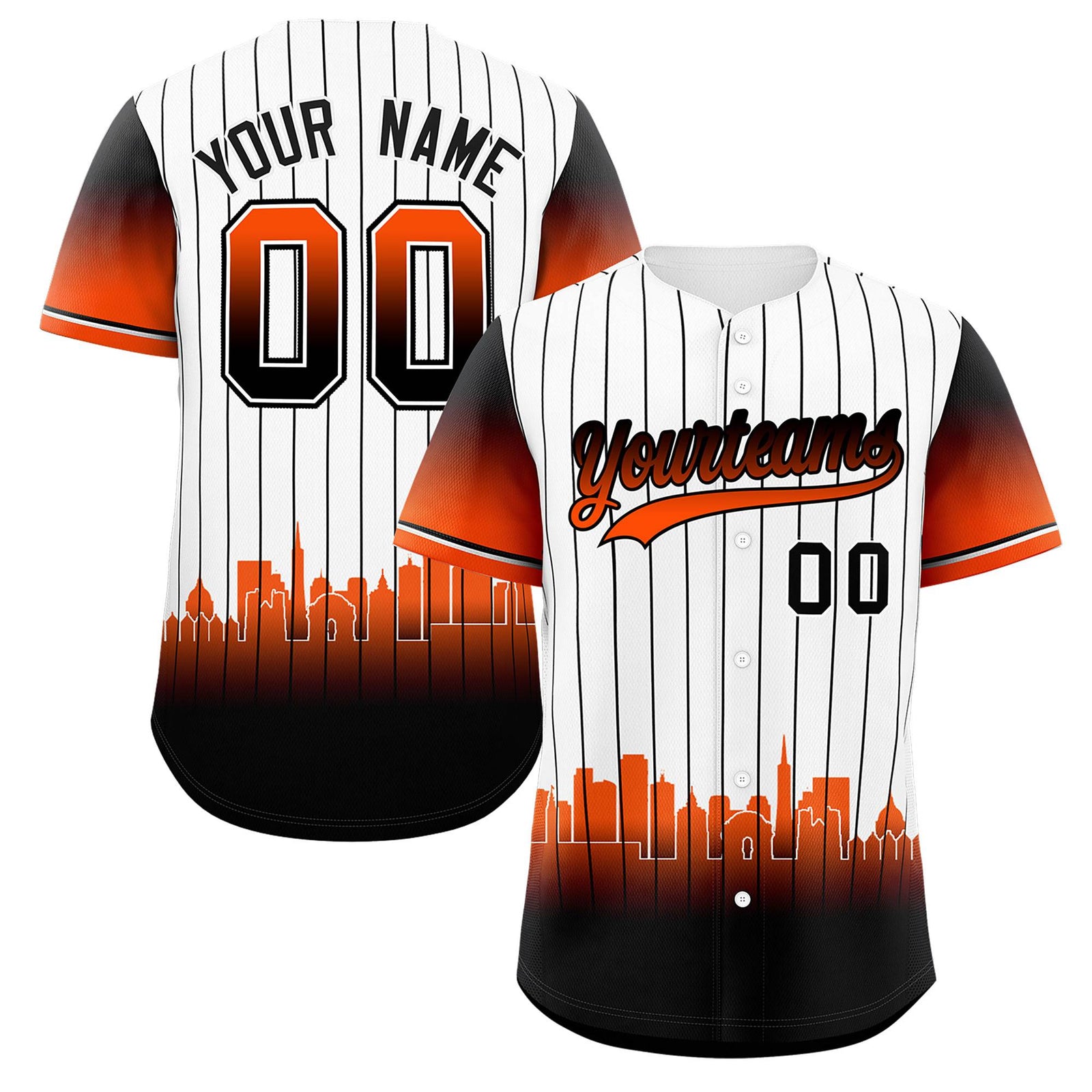 Custom White San-Francisco City Silhouette Authentic Baseball Jersey