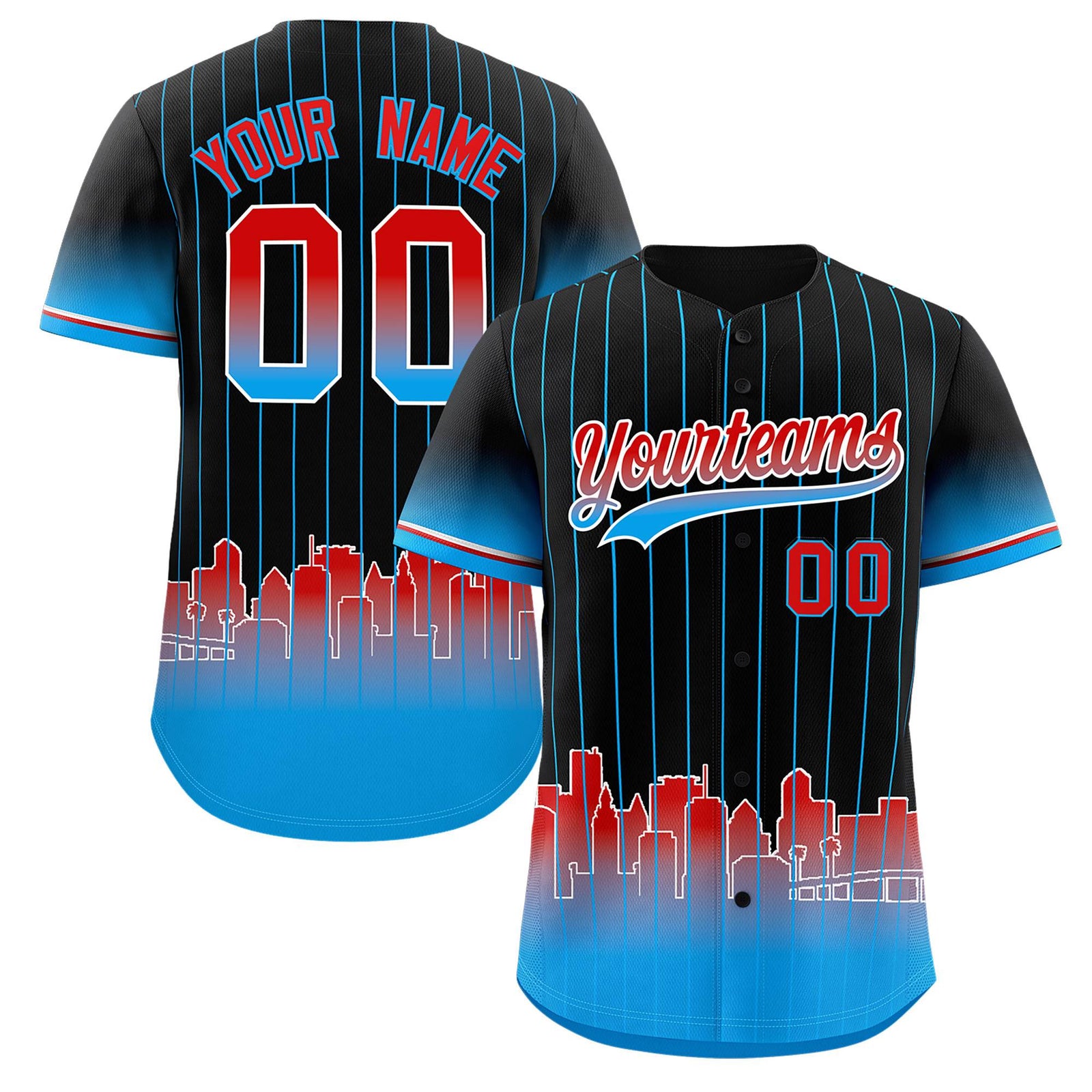 Custom Black Miami City Silhouette Authentic Baseball Jersey